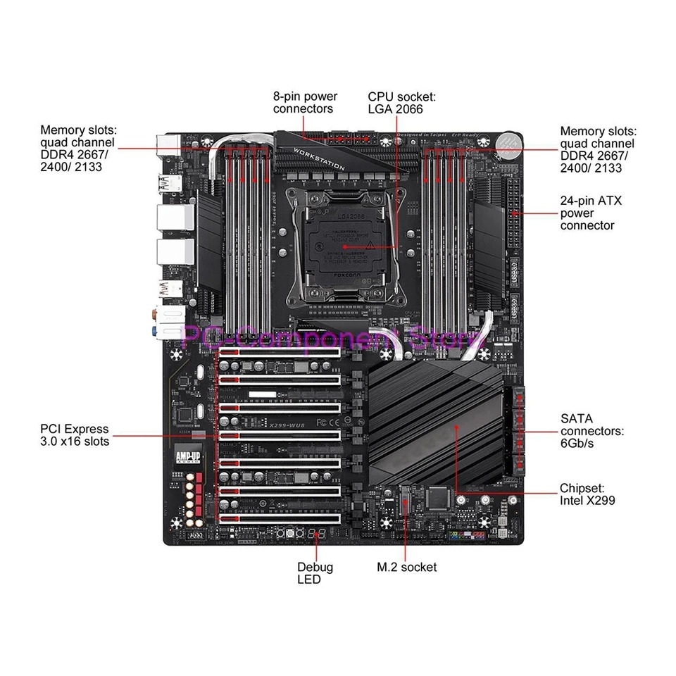 기가 바이트호환 데스크탑 마더보드 LGA2066 DDR4 256GB E- PCI-E X16 3.0 X299 X299-WU8