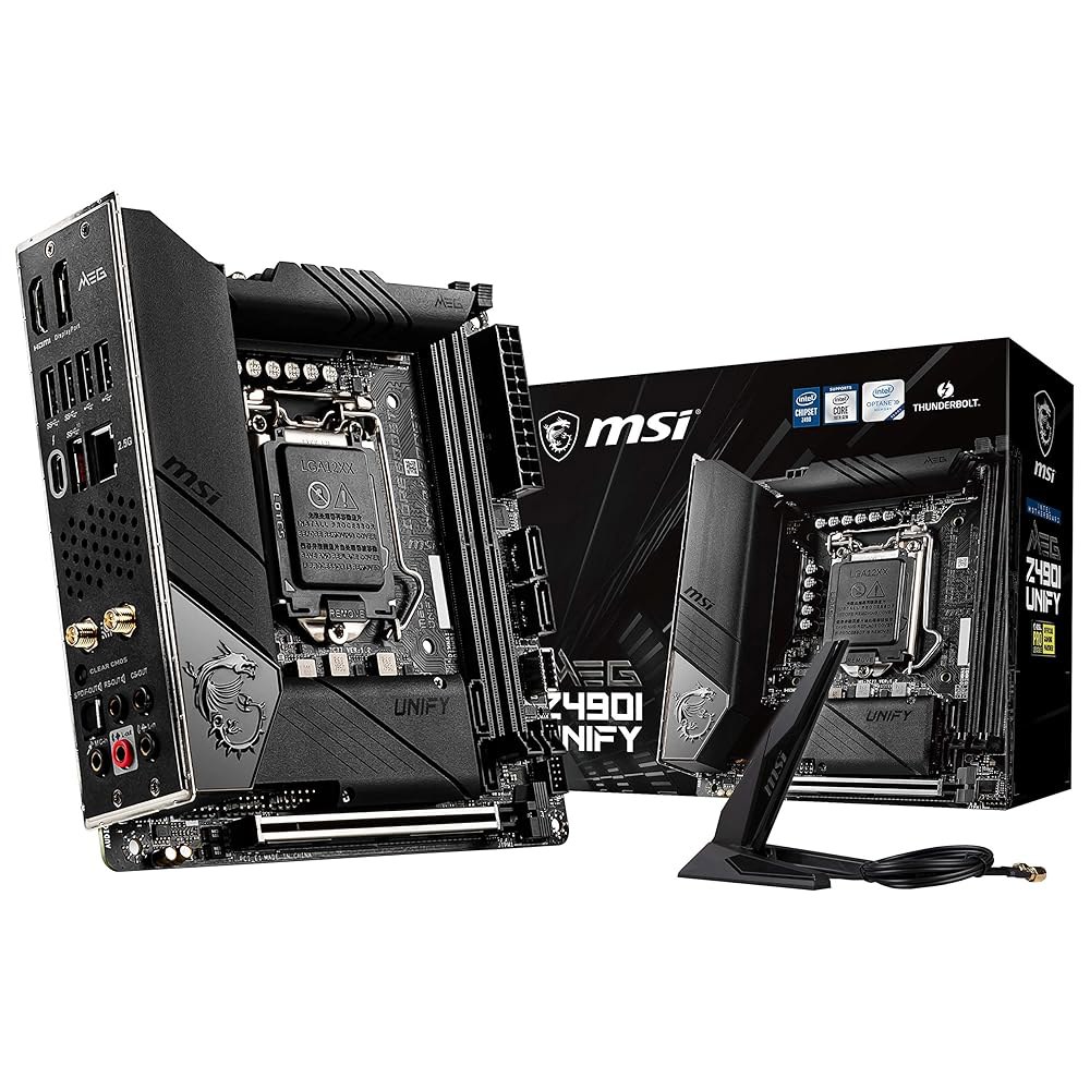MSI MEG Z490I Unify 게임 마더보드 Thunderbolt M.2 2 Intel Fi Wi LAN 1200 Gen 10th 6 Gigabit ITX) Mini CFX - 상품 이미지