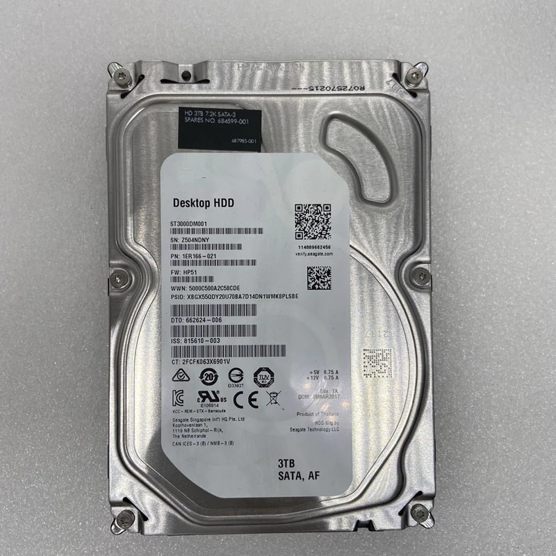 씨게이트 BarraCuda오리지널 HDD 내장 하드 데스크탑 ST3000DM001 3TB 3.5 인치 SATA 6 Gb/s 64MB 7200RPM 신