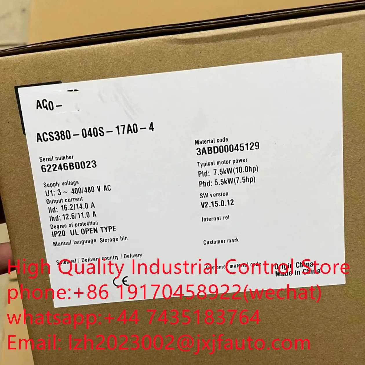 ACS380 시리즈 VCS380-040S-09A4-4 납품 3ABD00045127