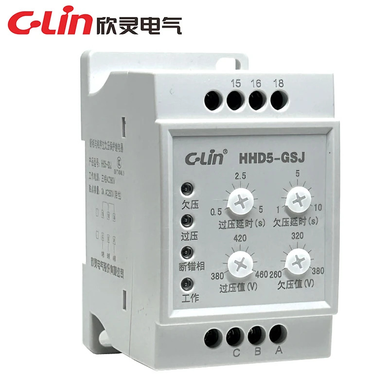 HHD5-G HHD5-GSJ GSJ1 3상 과전압 저전압 위상 시퀀스 보호 계전기 AC380V.1PCS