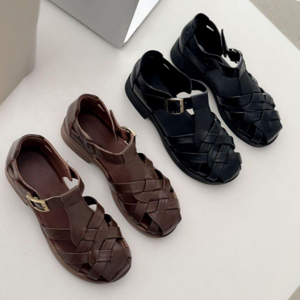 소울리 슈즈 여성 피셔맨 샌들 천연가죽 3cm 스트랩 샌들 - 최저가 47,800원