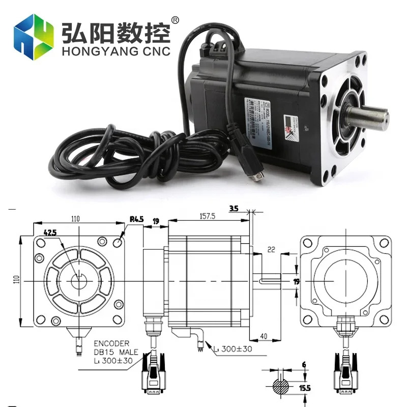 Hycnc Jmc 하이브리드 서보모터 프레임 110 이지 스테핑 모터 16 Nm 3상Nema 42 클로즈 스텝퍼 3hss2208h 드라이버