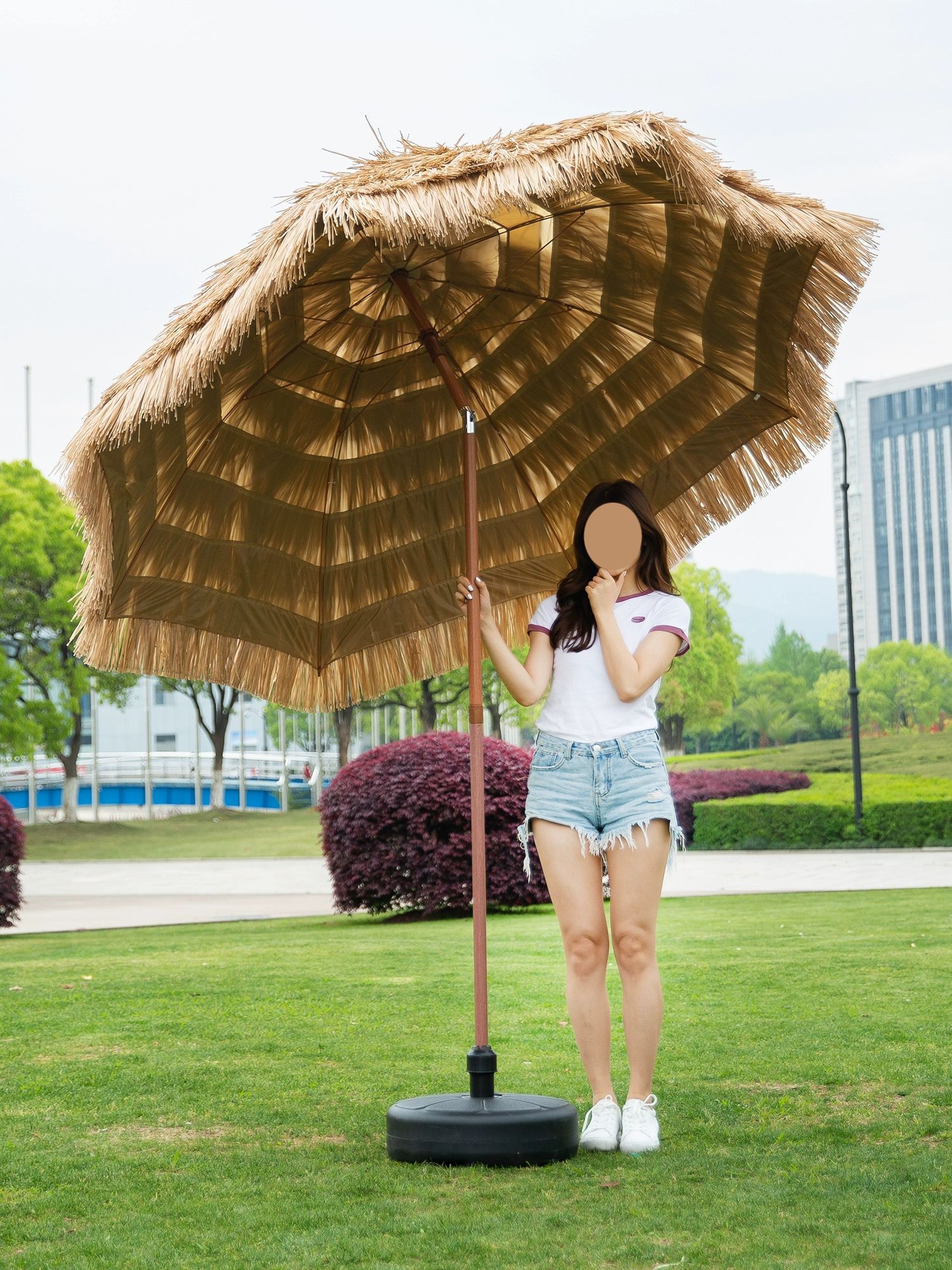 초가 지붕 파라솔 밀짚 볏짚 원두막 오두막 방갈로 갈대 카페 지푸라기 건초 - 상세 이미지 3