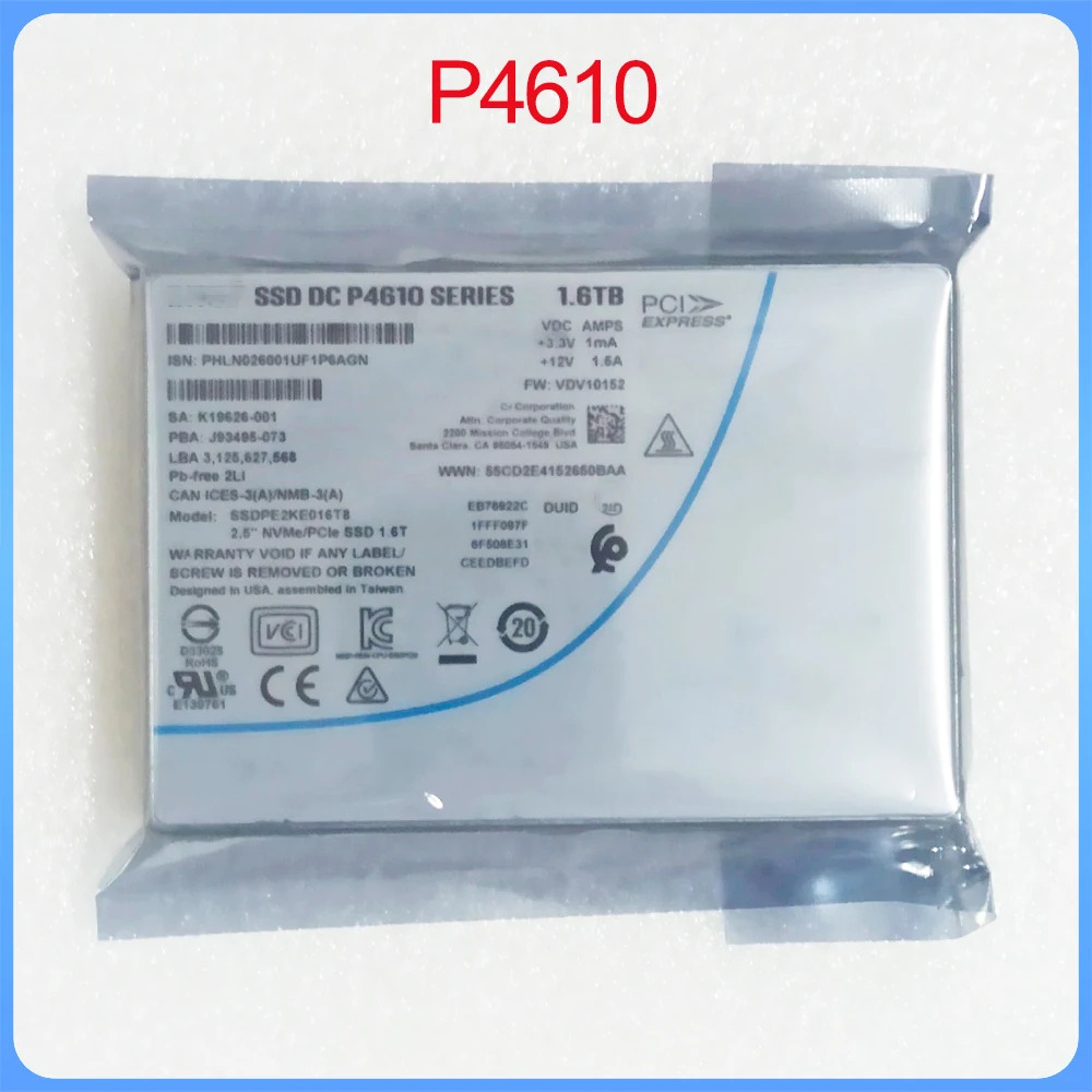 P4610 1.6T SSDPE2KE016T8 U.2 엔터프라이즈 NVME SSD용