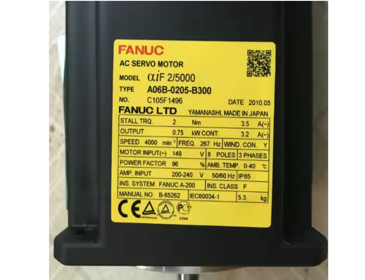 A06B-0205-B300 CNC 기계Fanuc AC 서보모터 12개월 A06B 0205 B300