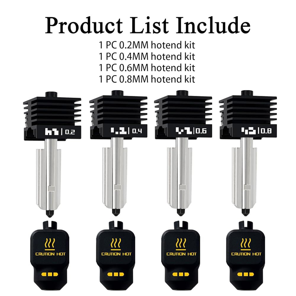 P2S/X2D/H2S/H2D/H2C/A1/A1 미니 프린트 헤드 핫엔드 압출기 노즐 3D 0.2MM 커버 스틸 0.6MM 4팩 실리콘 탈착식 0.8MM Bambu 프린터용 경화 - 상세 이미지 2