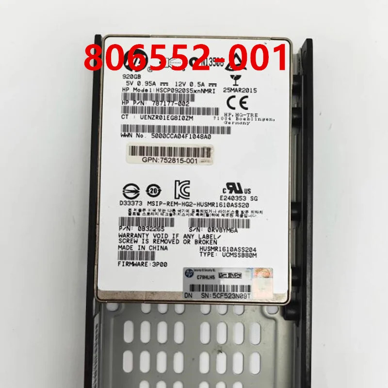 hp호환 M6710 920GB 2.5인치 SAS SSD새 솔리드 스테이트 드라이브 787177 -002 806552 -001