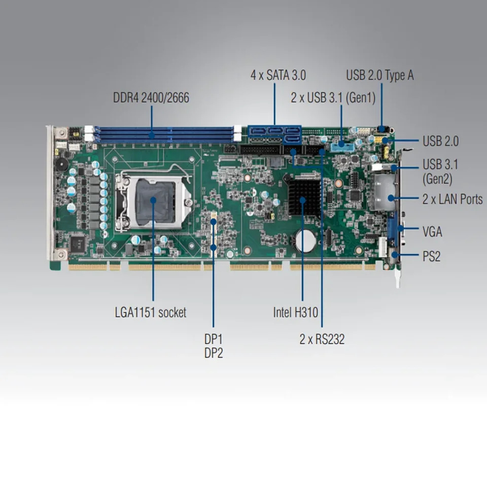 Advantech PCE 5031 LGA1151 코어 i7 i5 i3 시스템 호스트 보드 산업SBC 8 세대 9 DDR4 64G