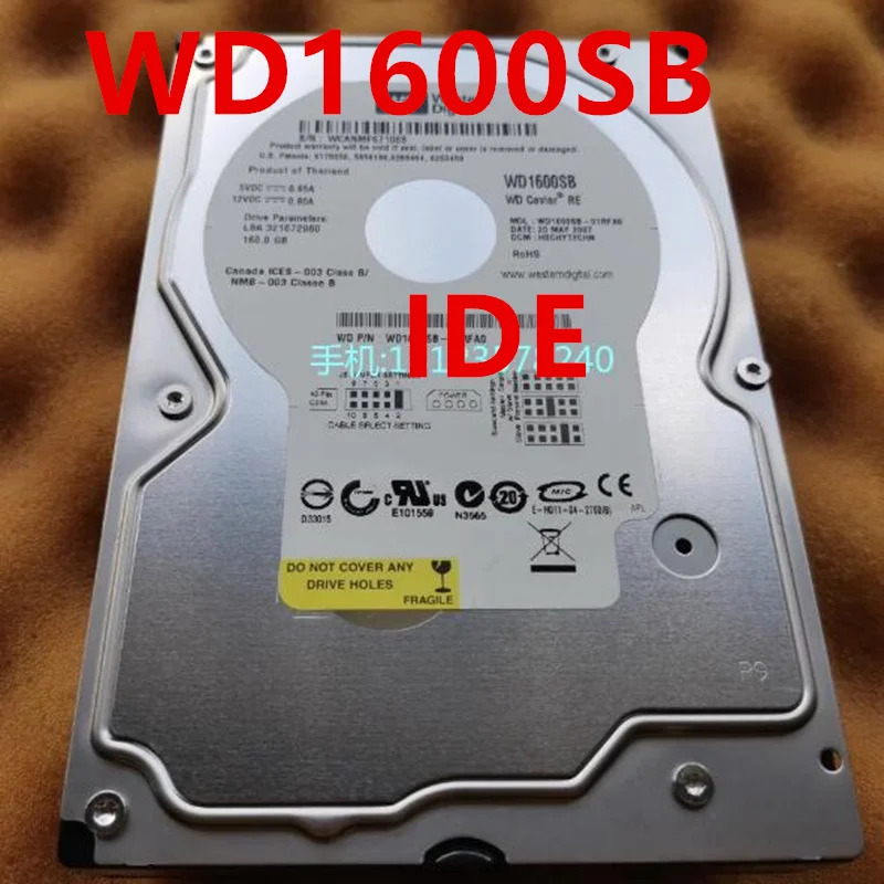 오리지널 거하드 WD 160GB 250GB IDE 3.5 인치 7200RPM 8MB 데스크탑 HDD WD1600SB WD1600AABB WD2500BB