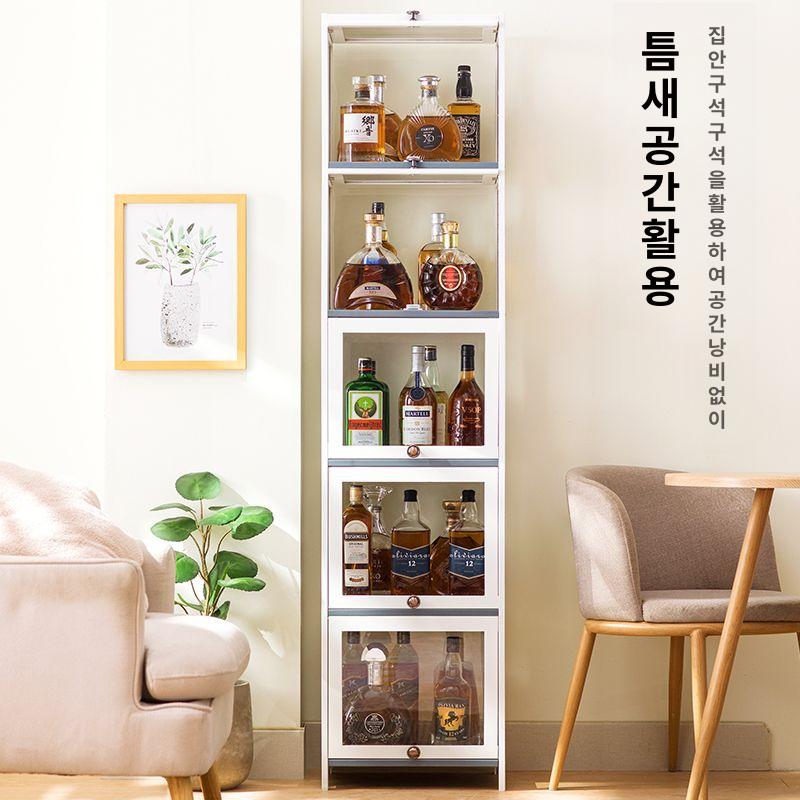 유럽형 와인장 홈 위스키 양주진열대 코너수납장 플립업도어 술수납함 - 상세 이미지 3