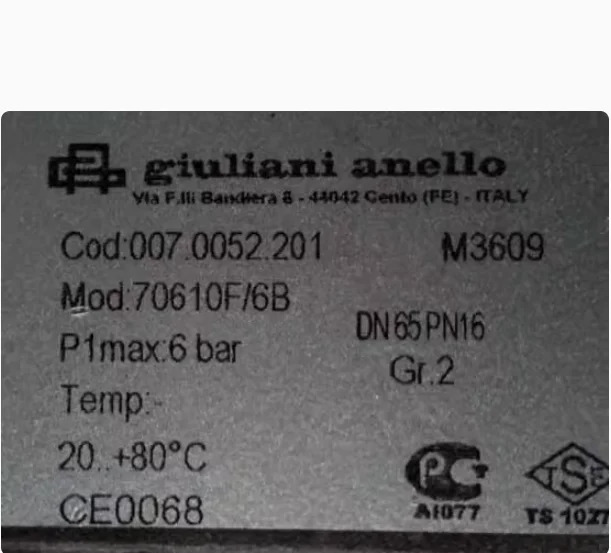 Giuliani anello 필터 코드 007.0052.201 모드 70610F/6B DN65 PN16 70603F/6B DN25 70620F/6B DN80 70603/6B DN