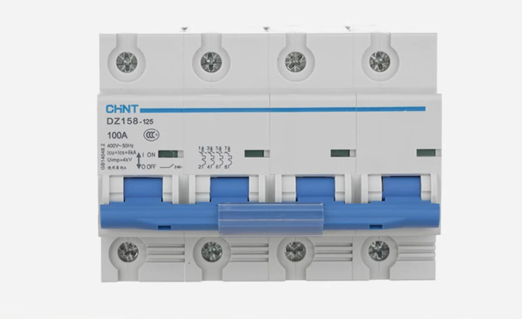 CHINT 몰드 케이스 회로차단기 DZ158-125 4P 100A 신