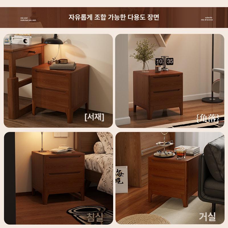 미니 틈새협탁 원목 슬림 수납 사이드테이블 엔틱 북유럽 침실용 사이드서랍장 - 상세 이미지 5