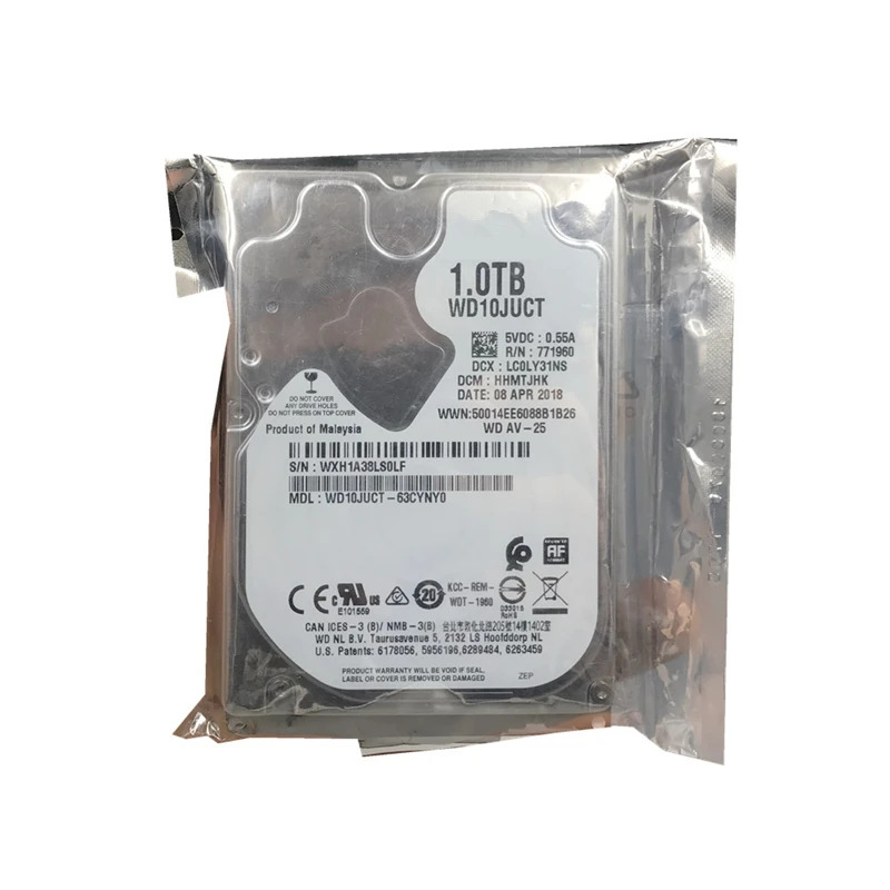 원본 HDD WD Black 1 테라바이트 2.5 SATA 6 기가 바이트호환/초 16MB 5400RPM 내부 하드 노트북 모니터링 WD10JUCT