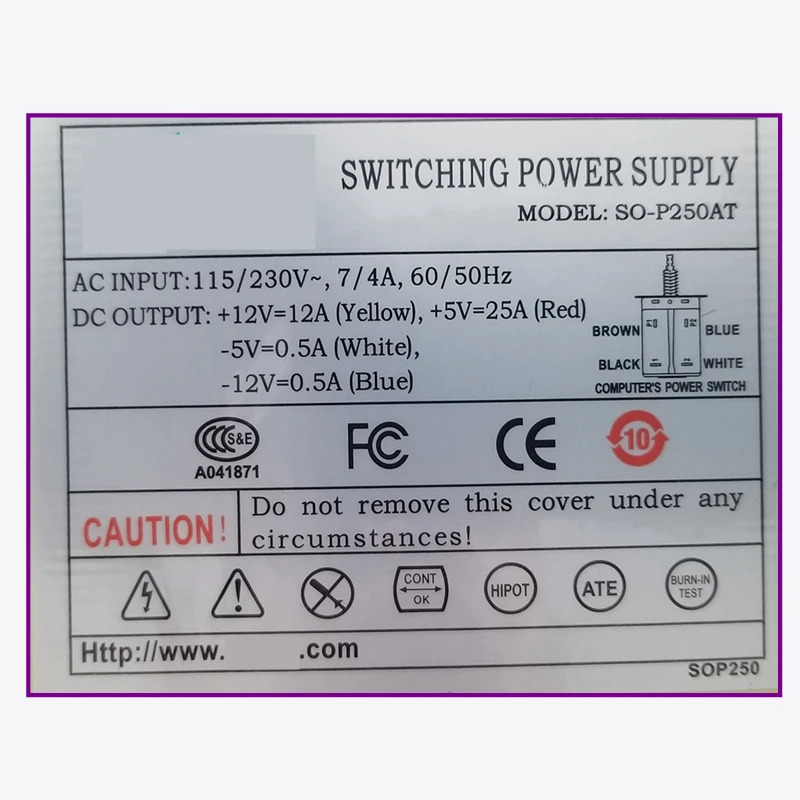 Rosoa AT P8P9 PSU 정격 200W 피크 250W 전원공급장치 SO-P250AT 신