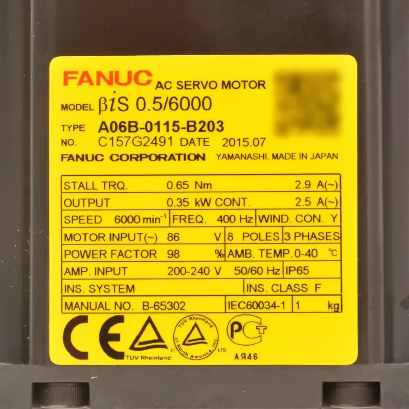 A06B-0115-B203 Fanuc AC 서보모터 12개월 A06B0115B203