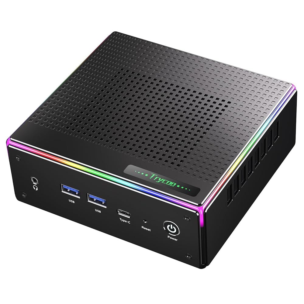 Trycoo HA-4 미니 게이밍 PC, AMD DDR5-5600 USB-C PCIe4.0 Ryzen 5.1GHz), 32GB (최대 및 7 PC 1TB 7840HS 2.5Gbps - 상품 이미지