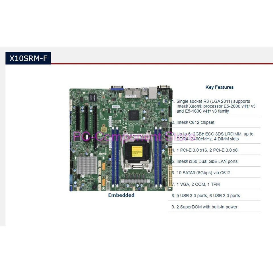 X10SRM-F 서버 마더보드 Supermicro 단일 채널 서버2011 핀 Micro-SATA3 E5-1600 E5-2600 C6