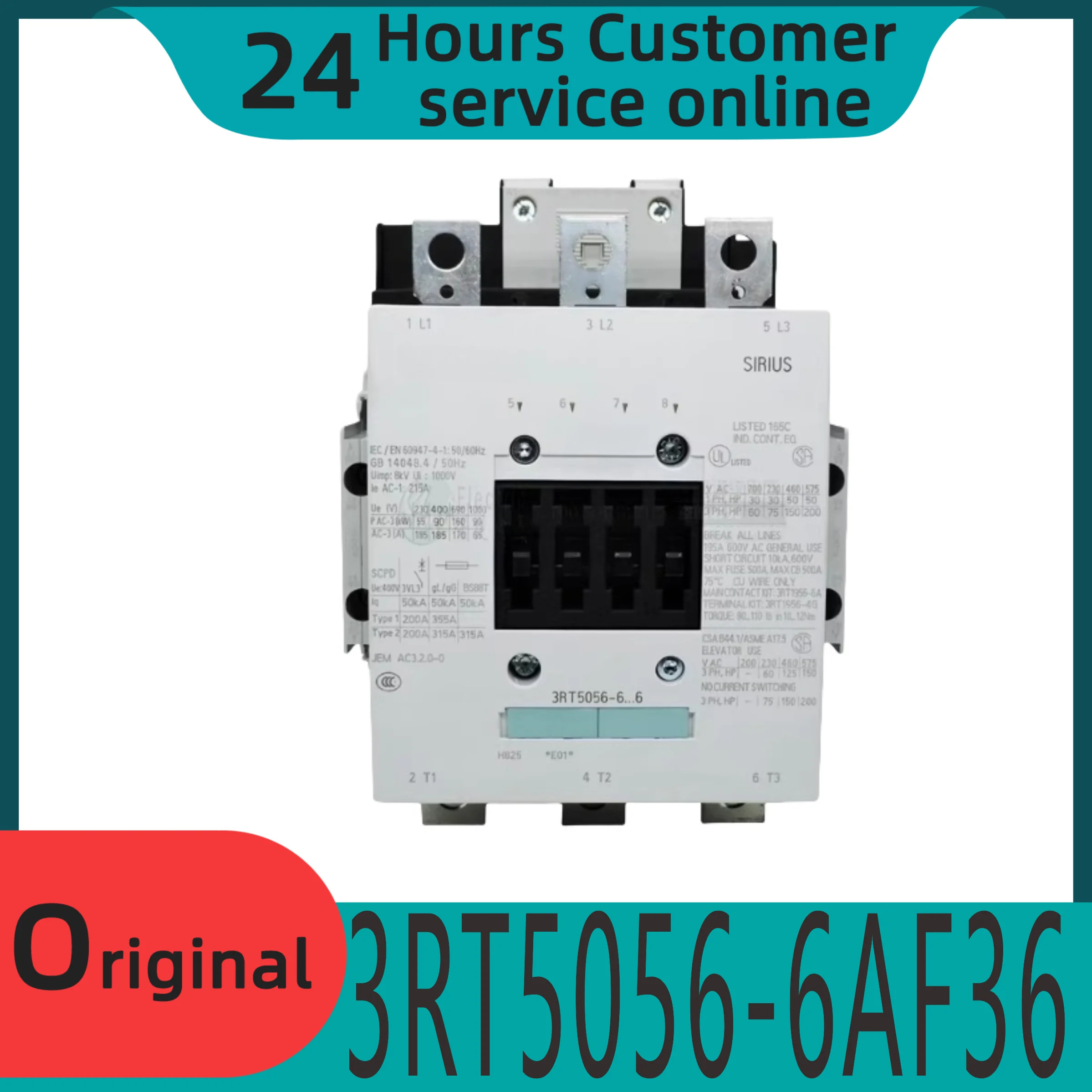 원본 AC 접촉기 3RT5056-6AF36 3RT5056-6.6 110V