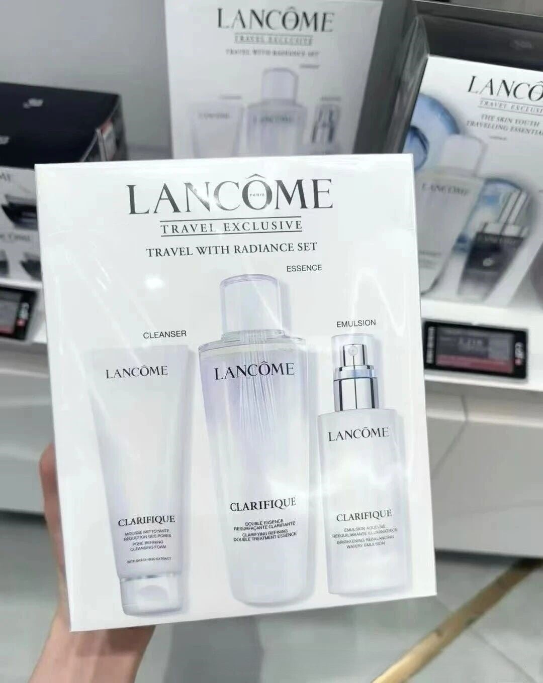 랑콤 기초화장품 클라리피끄 트래블 위드 래디언스 클렌징폼 에센스 에멀전 3종 세트 - 상세 이미지 2