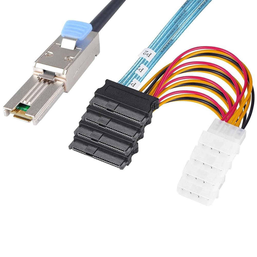 Heretom 2피스 Mini-SAS SFF-8088 26P to 케이블 29핀 4 3.3피트 전원 SAS 1미터 X SFF-8482 포함 - 상품 이미지