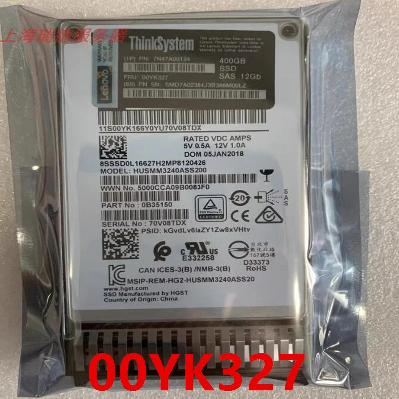 7N47A00124 00YK327Lenovo호환 400GB 2.5 SAS SSD새 솔리드 스테이트 드라이브