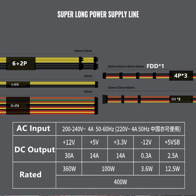 쿨러 마스터 소드 워 II오리지널 PSU 400W 300W X1650 전원공급장치 MPW-4001-ACABN1 MPW-3001-ACABN1 신