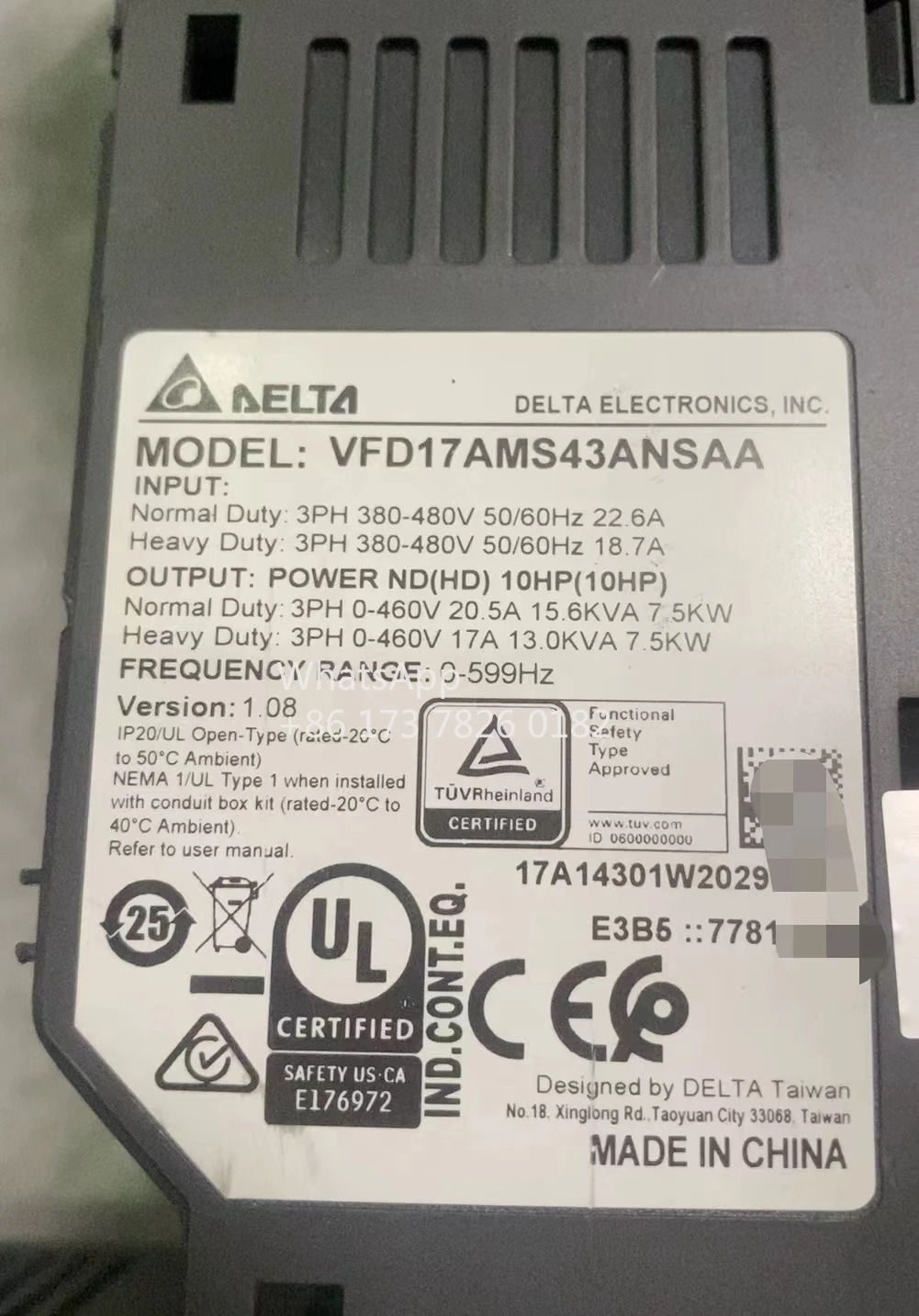 VFD17AMS호환43ANSAA 리퍼 MS300 시리즈 인버터 7.5kW 기능 OK