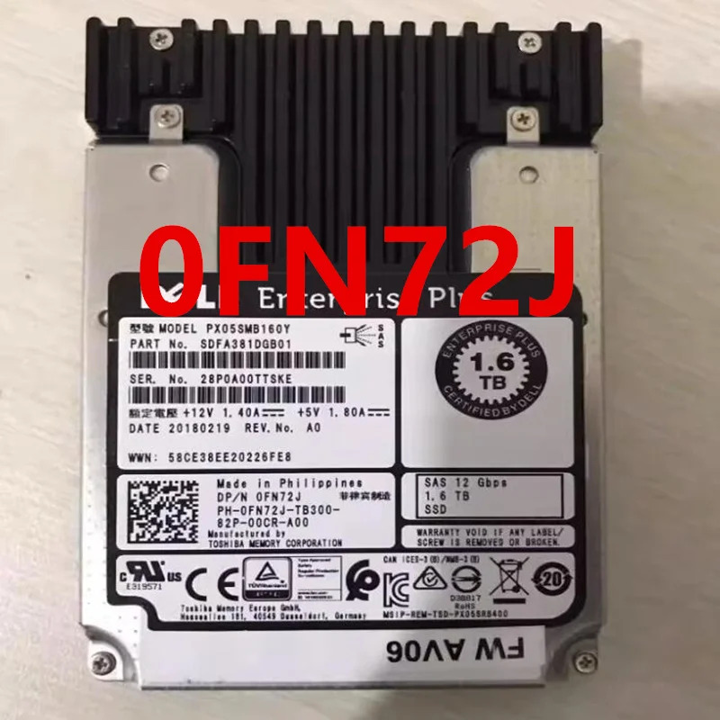 0FN72J FN72J PX05SMB160YDELL 1.6TB 2.5 SAS SSD거새 솔리드 스테이트 드라이브