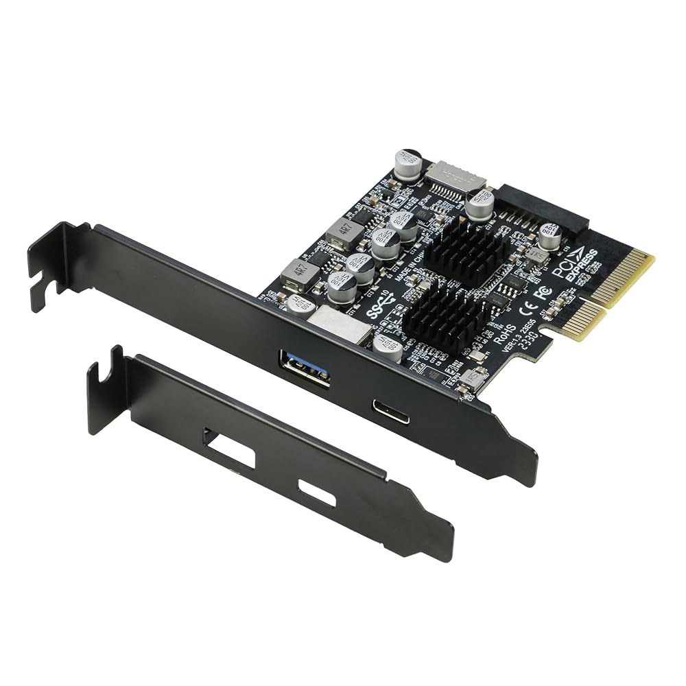 USB 3.1 PCIe 카드, RIITOP PCI-e 3.0 x 4에서 3.2 Gen2 어댑터(10Gbps)로 확장, 20핀 + 타입-E C 1x로 확장 가능 7xU3 - 상품 이미지