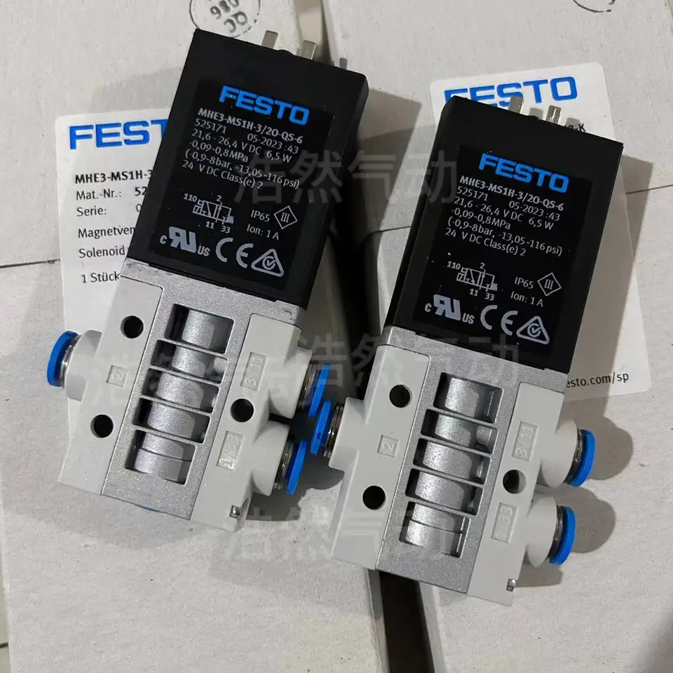 Festo FESTO 2위치 3방향 솔레노이드 밸브 MHE3-MS1H-3/2O-QS-6 525171