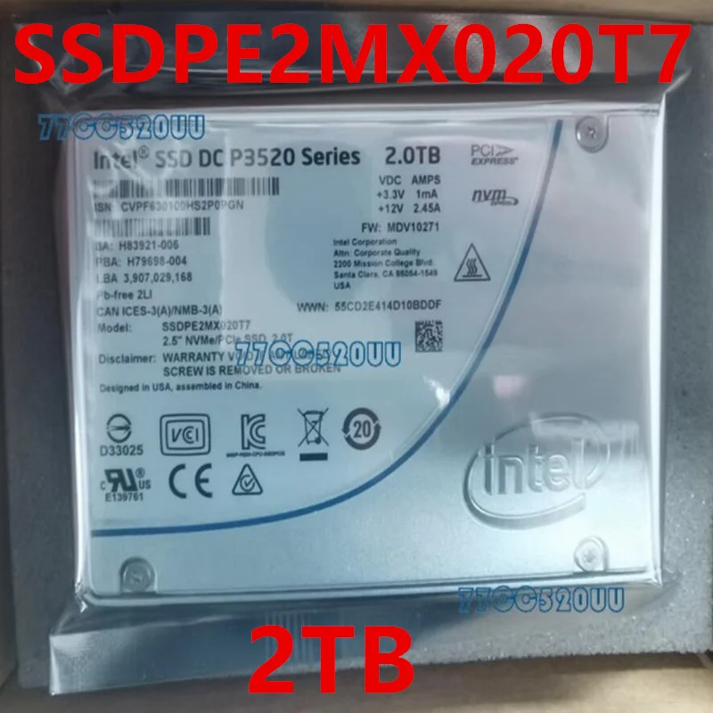 SSD DC P3520 솔리드 스테이트 드라이브 SSDPE2MX020T7 SSDPE2MX020T701 2TB 2.5 인치 U.2 신