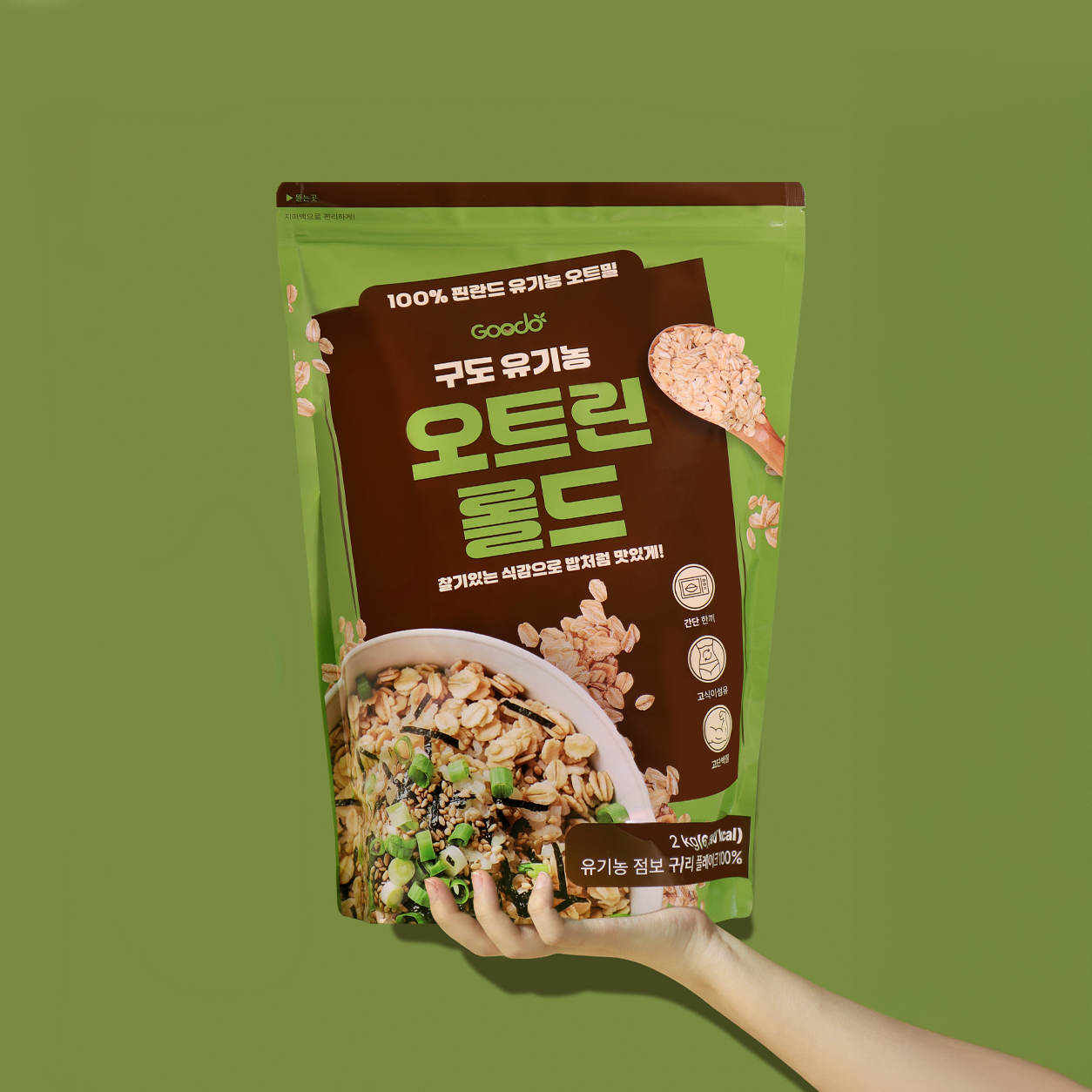 구도 유기농 오트린 롤드 포리지 2kg 핀란드산 오트밀 압착귀리 상품 이미지