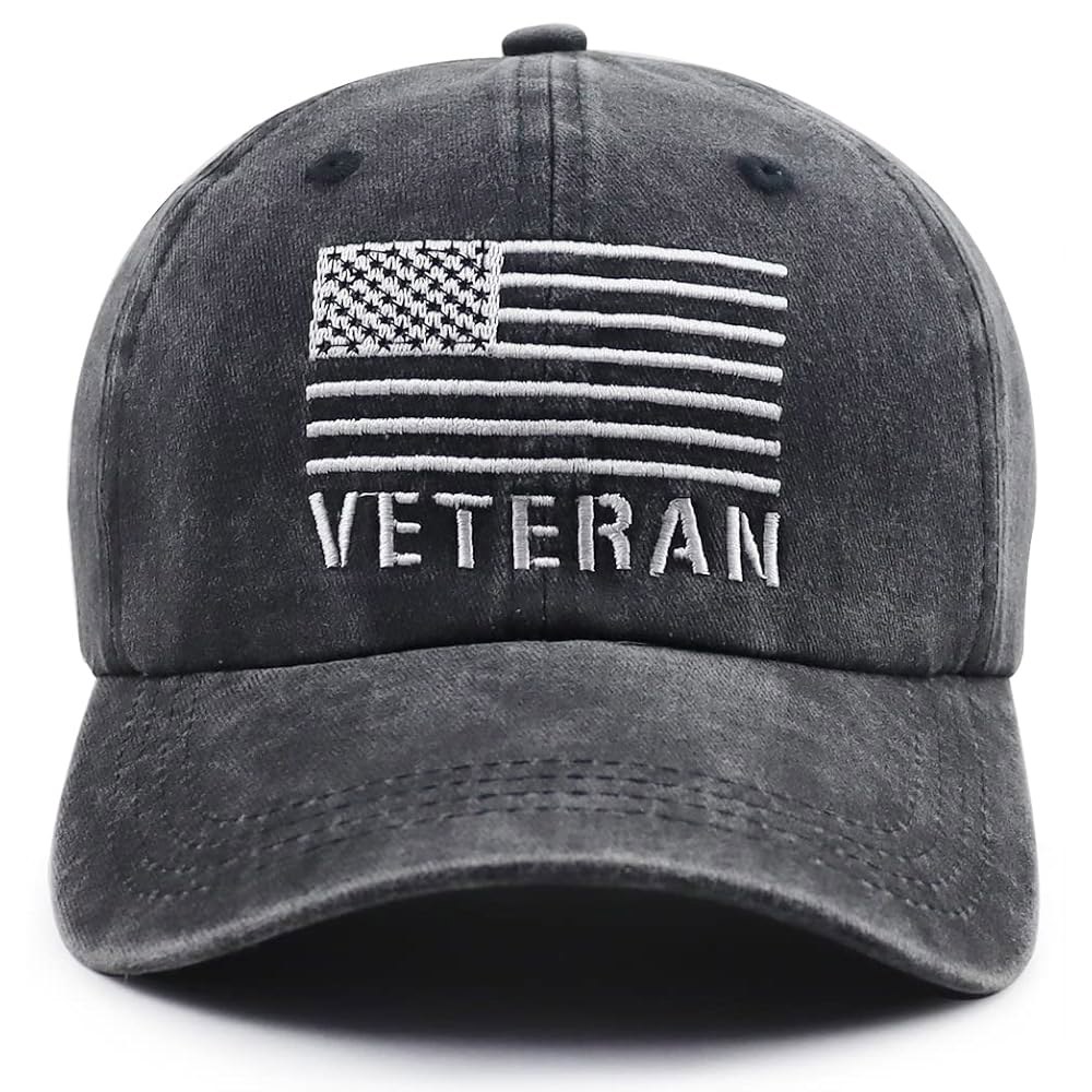 Nxizivmk 미국 국기 남성용 베테랑 모자, 재미있는 조절 가능한 자수 미군 군용 야구 모자 Navy One Size - 상품 이미지