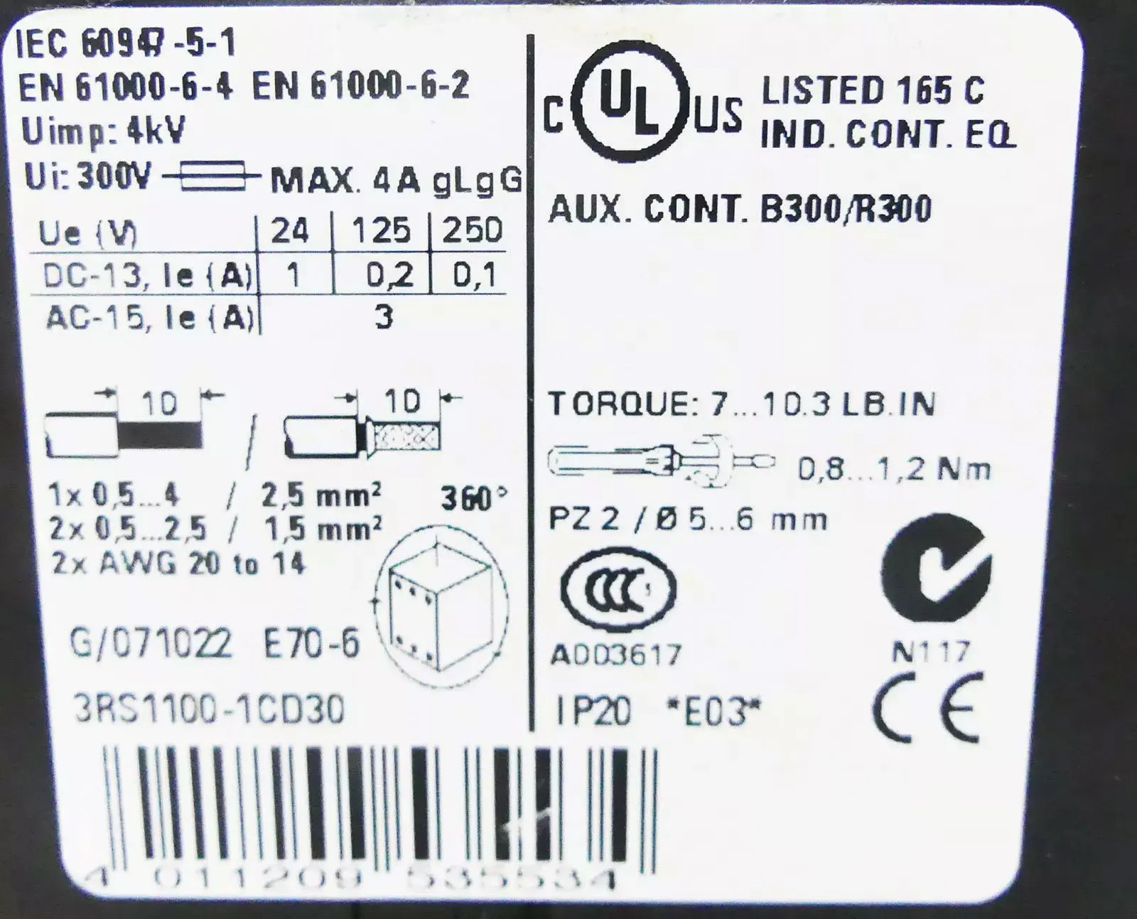 3RS1100-1CD20 3RS1100-1CD30 3RS1100-1CK20 3RS1100-1CK30 3RS1100-2CD20