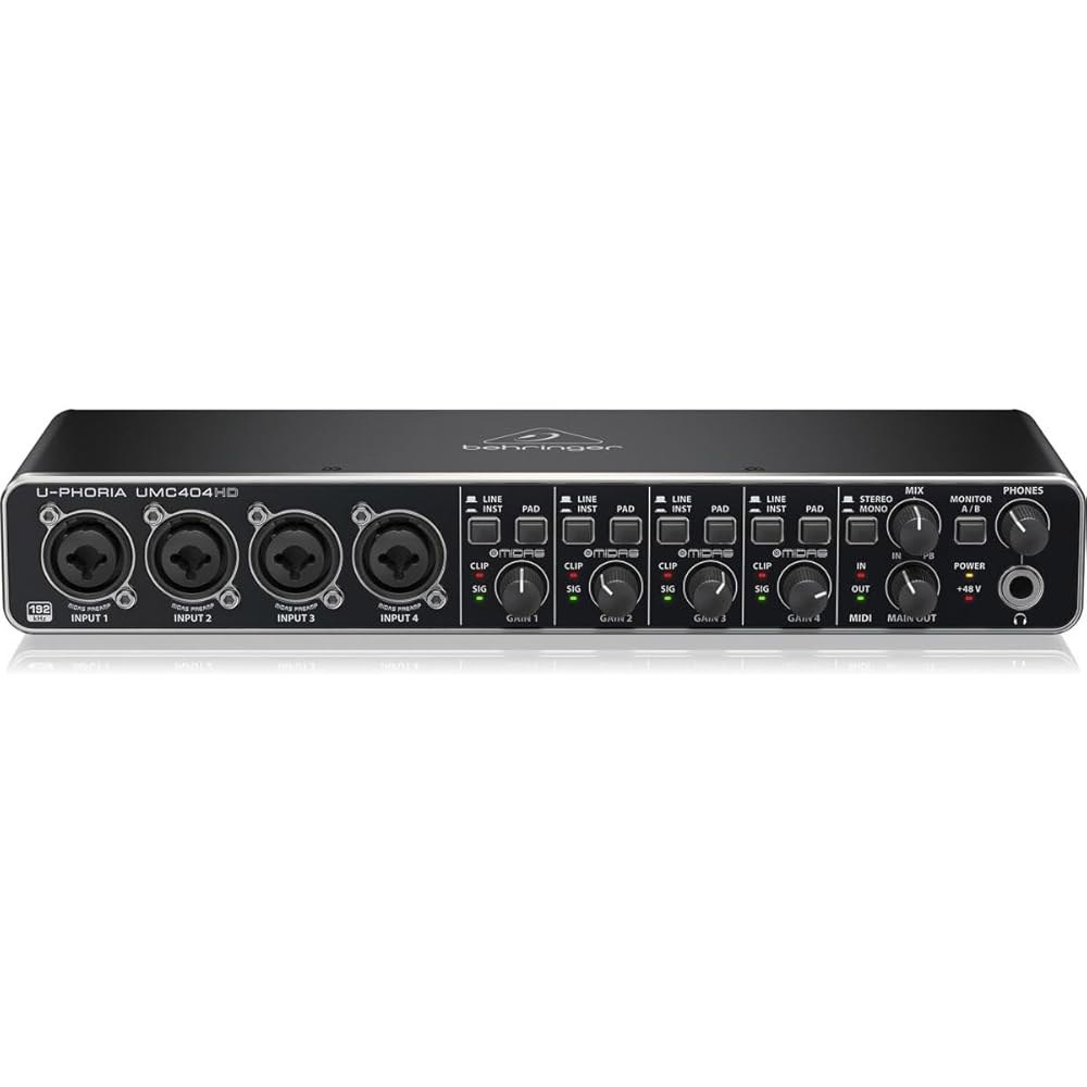 Behringer U-PHORIIA UMC404HD 오디오 파일 4x4, 24비트 / 192kHz USB MIDi 인터페이스, Midas Mic 프리앰프 포함 - 상세 이미지 2