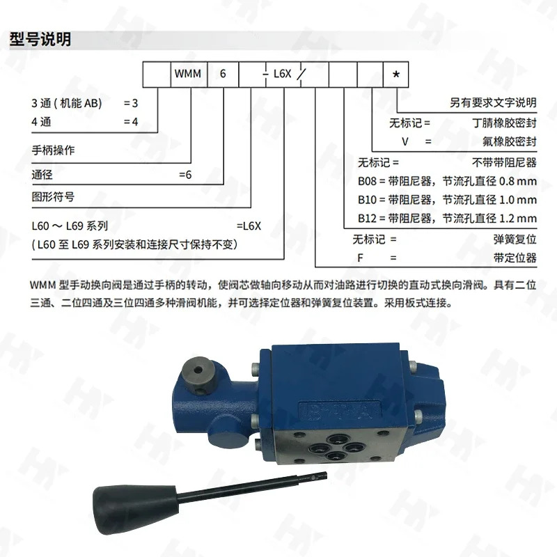 수동 방향 밸브 4WMM6J50B/F 온/오프 4WMM6e50B/F 유압 6G/6D/6H