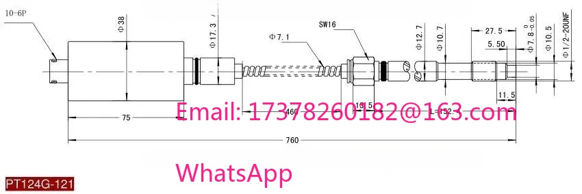 ZHYQ PT124G 12115MPA M14152/460 출력 2 mV/V 용융 압력 변환기 고온 압력센서