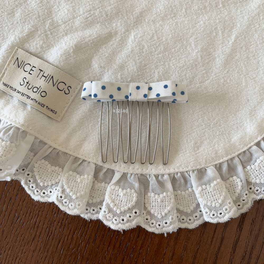 깔끔한 옆머리 리본머리핀 도트 헤어 빗핀 앞머리삔 - 상세 이미지 2