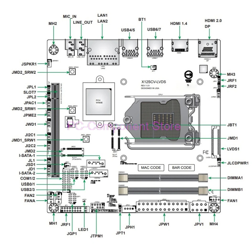 Supermicro ITX NAS SODIMM 지원서버 마더보드 W-1200 X12SCV-LVDS