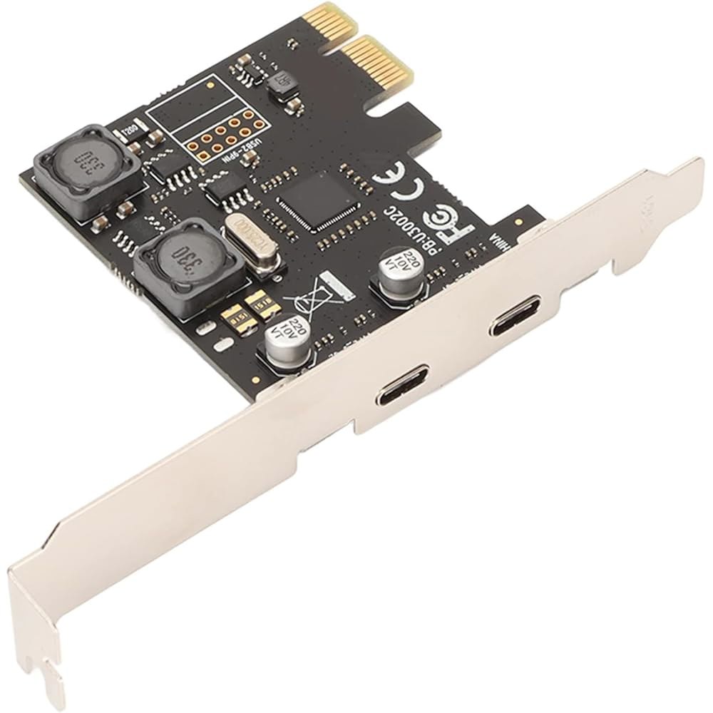 2포트 PCI E to USB-C 3.0 확장 카드, 타입 C Win 11 /10 /8.1 /8 /7 /XP 7 및 Linux용 초고속 5Gbps - 상품 이미지