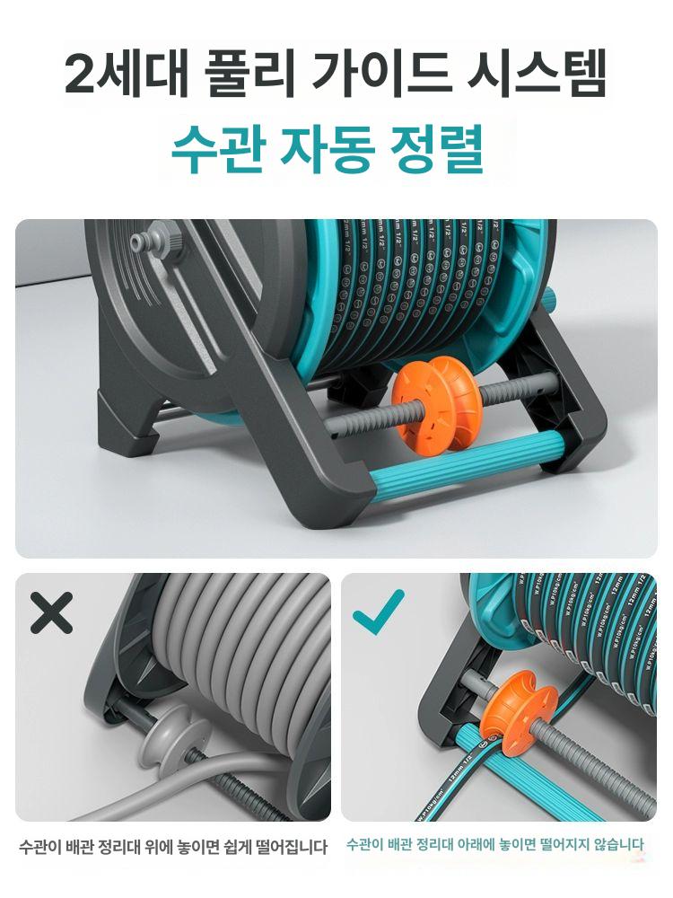 고압 물 호스 벽 세차 정원 꽃 릴 물주기 꼬임방지 25m 세트 - 상세 이미지 2