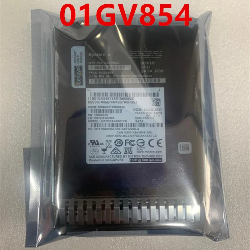 Lenovo호환오리지널 솔리드 스테이트 드라이브 960GB 2.5 인치 SATA SSD 01GV854 01GV853 01GV857 MTFDDAK960TCB