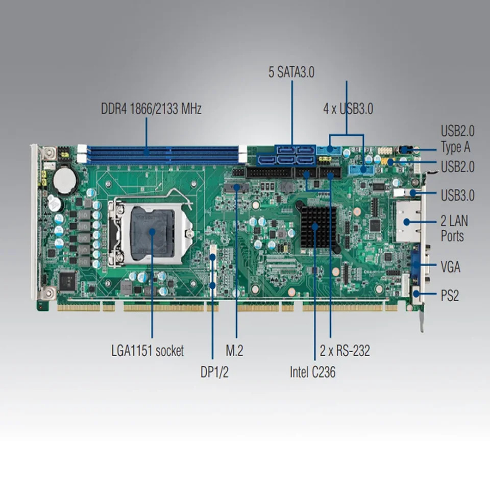 Advantech PCE 7129 제온 코어 i7 i5 i3 트리플 디스플레이 시스템 호스트 보드 산업SBC LGA1151 6 세대 7