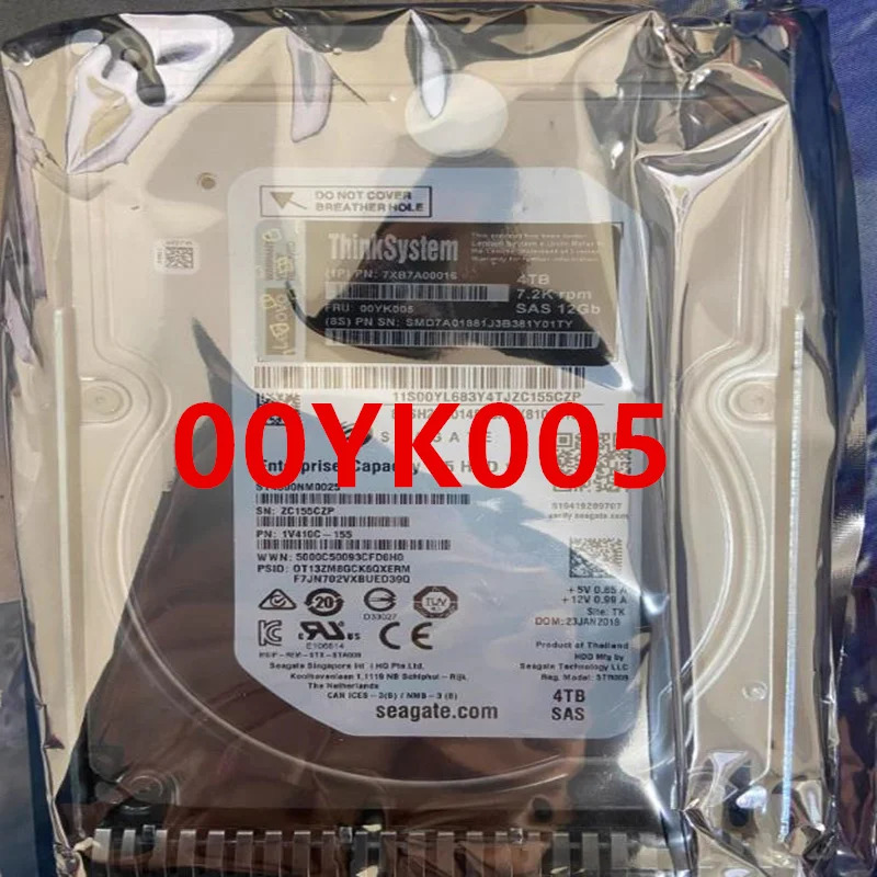Lenovo호환 4TB SAS오리지널 하드 3.5 인치 7200RPM 64MB 서버 HDD 00YK005 7XB7A00016 신