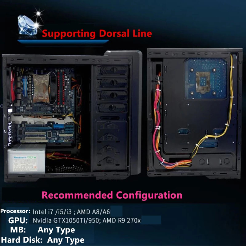 헌트키 X1050Ti 950 지지대 후면 정렬 전원공급장치 6P 디스플레이 카드 300W HK400-56FP PSU 신