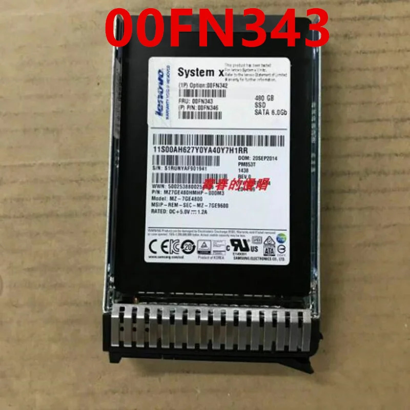 Lenovo호환 M5 X6 오리지널 솔리드 스테이트 드라이브 480GB 2.5 인치 SATA SSD 00FN342 00FN343 00FN346 거신