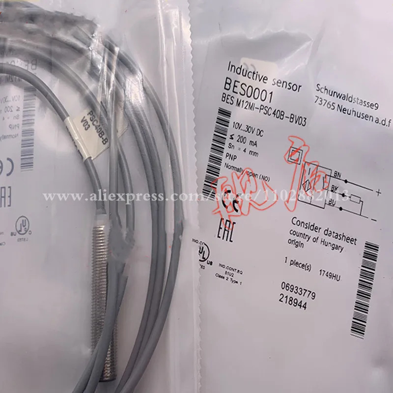 3Pcs 스위치 BES0001 BES M12MI-PSC40B-BV03 DC 3 선 PNP 일반 개방 센서