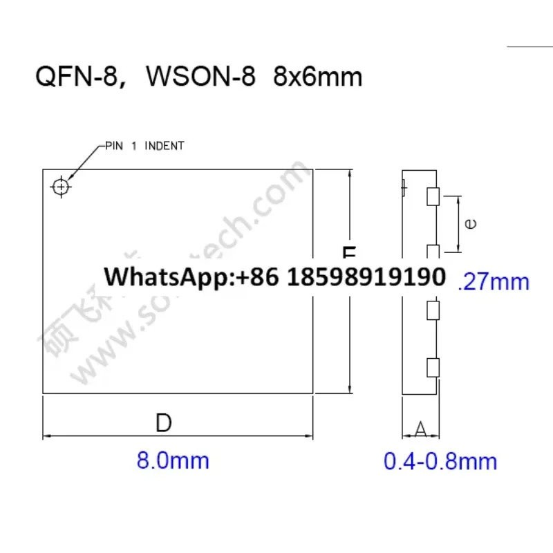 WSON8 QFN88 x 6 TO DIP8 버닝 시트 SF-QFN8-8X6A